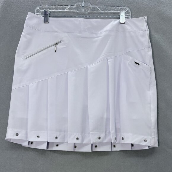 Jamie Sadock Golf Tennis Womens‎ White Pleated Skort Skirt SZ 14 Activewear - Picture 1 of 13